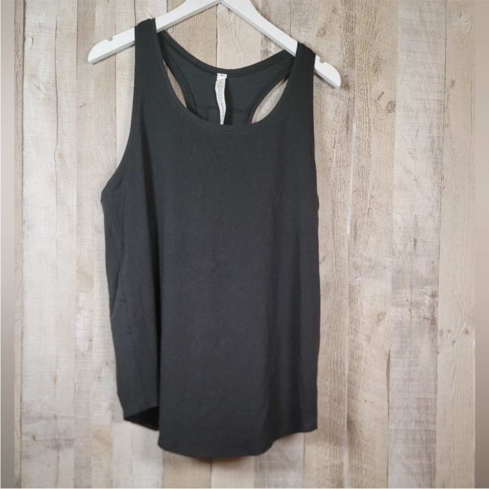 Lululemon Pleated Love Tank Black Pima Cotton Top Women's 12 Athletic Racerback
